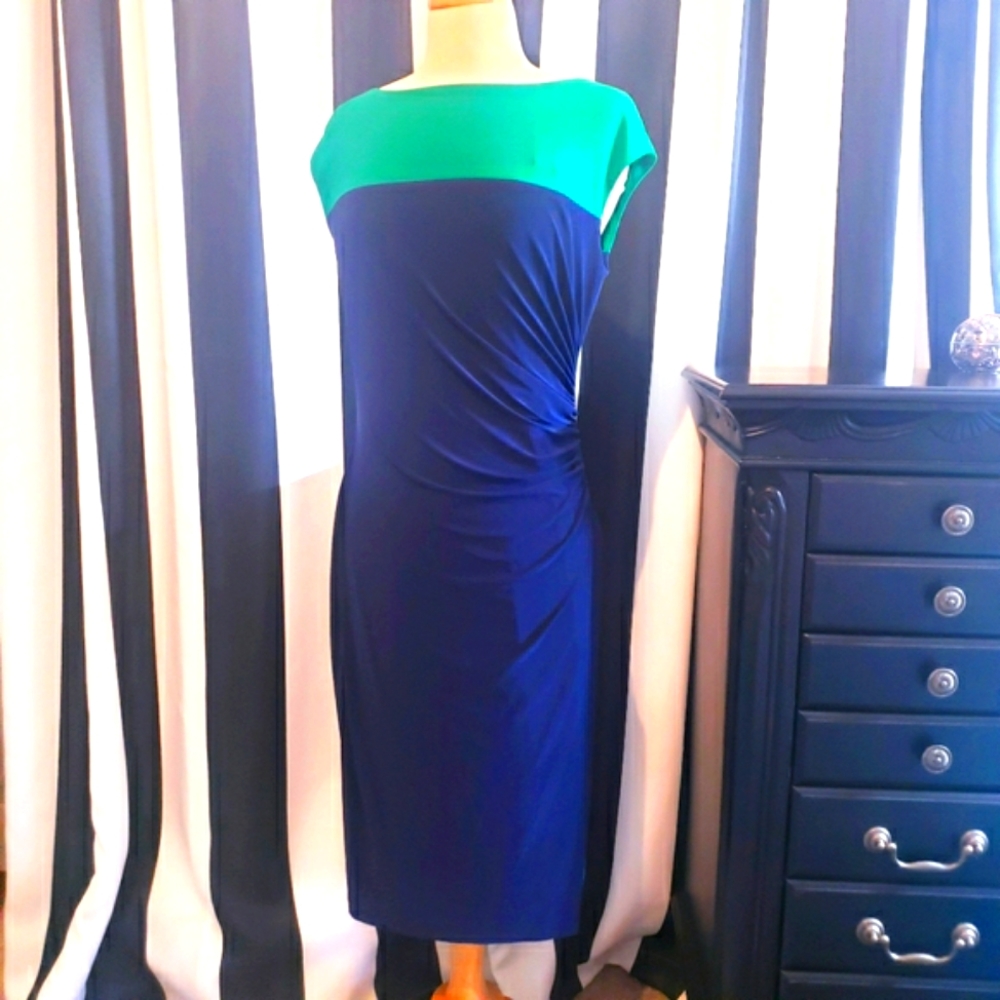 Lauren Ralph Lauren Colorblock Ruched Dress - Picture 2 of 9